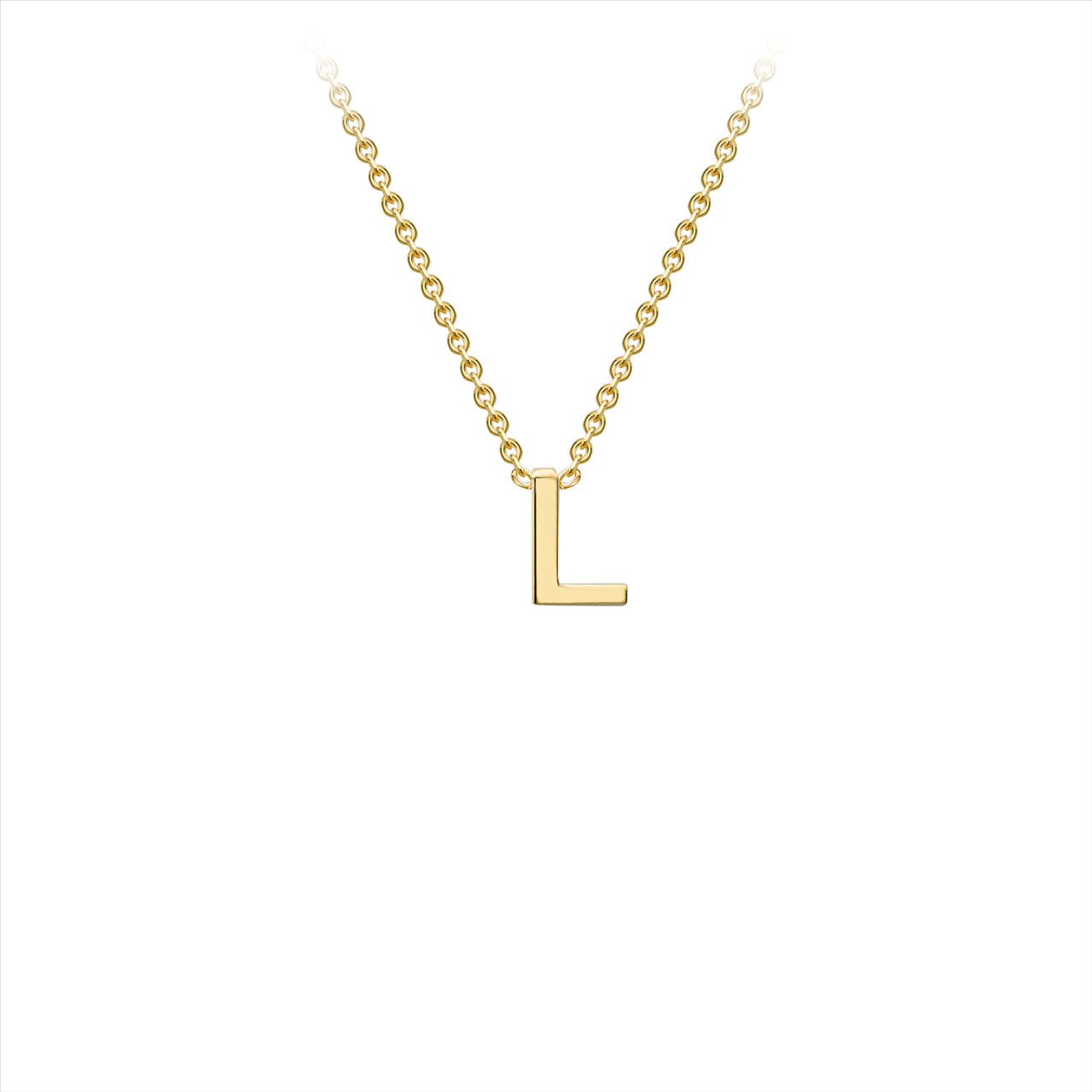 9K Yellow Gold 'L' Initial Adjustable Necklace 38cm-43cm