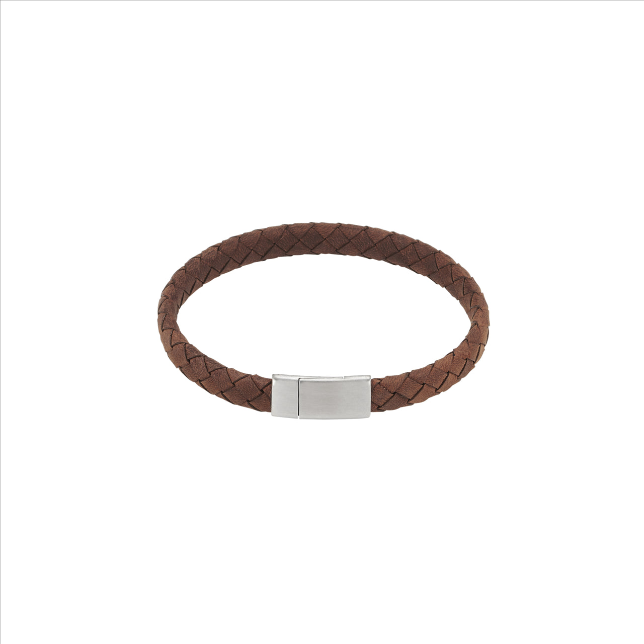 Thin Brown Italian Leather/ Stainless Steel Bracelet