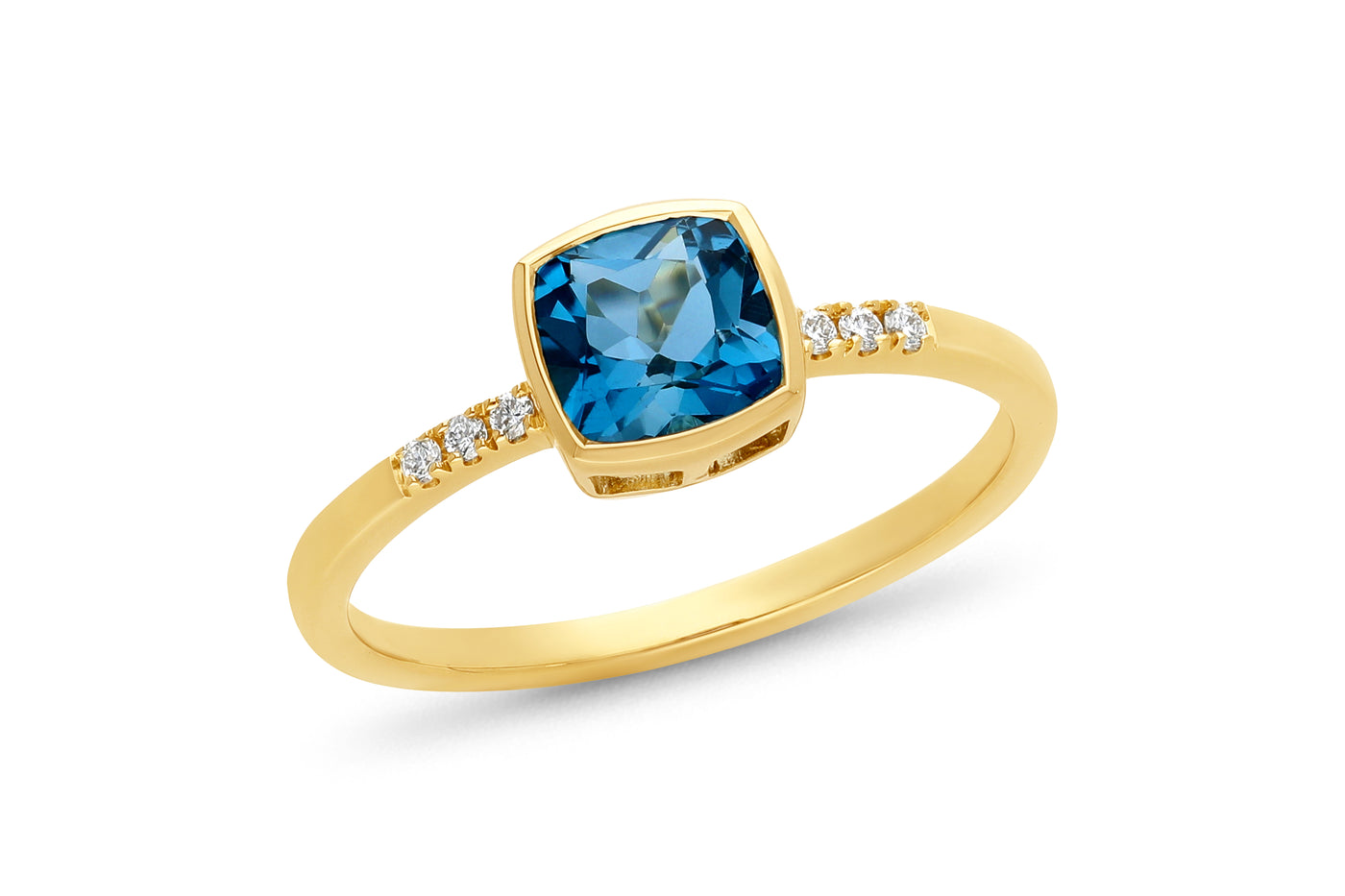 9K Yellow Gold London Blue Topaz & Lab Grown Diamond Dress Ring