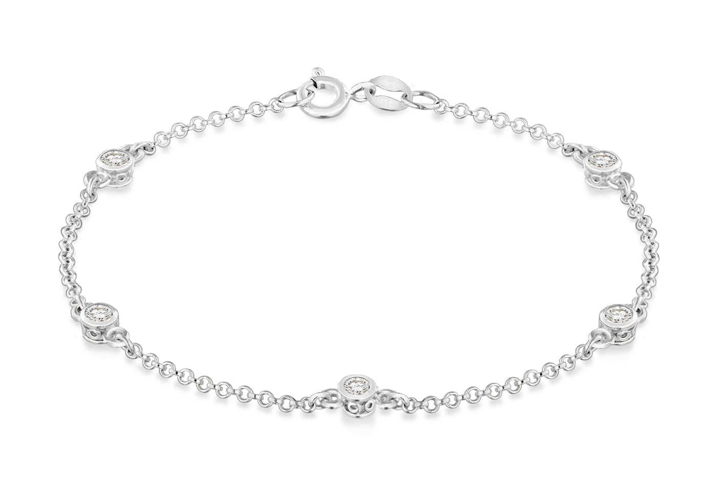 Sterling Silver CZ Station Bracelet
