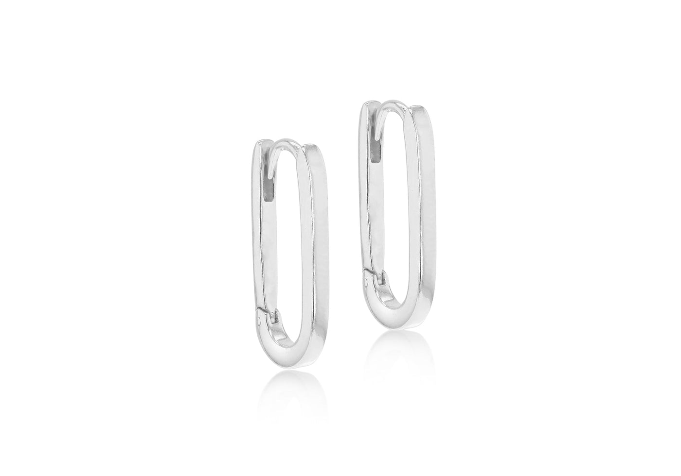 Sterling Silver Rectangular Hoop Earrings