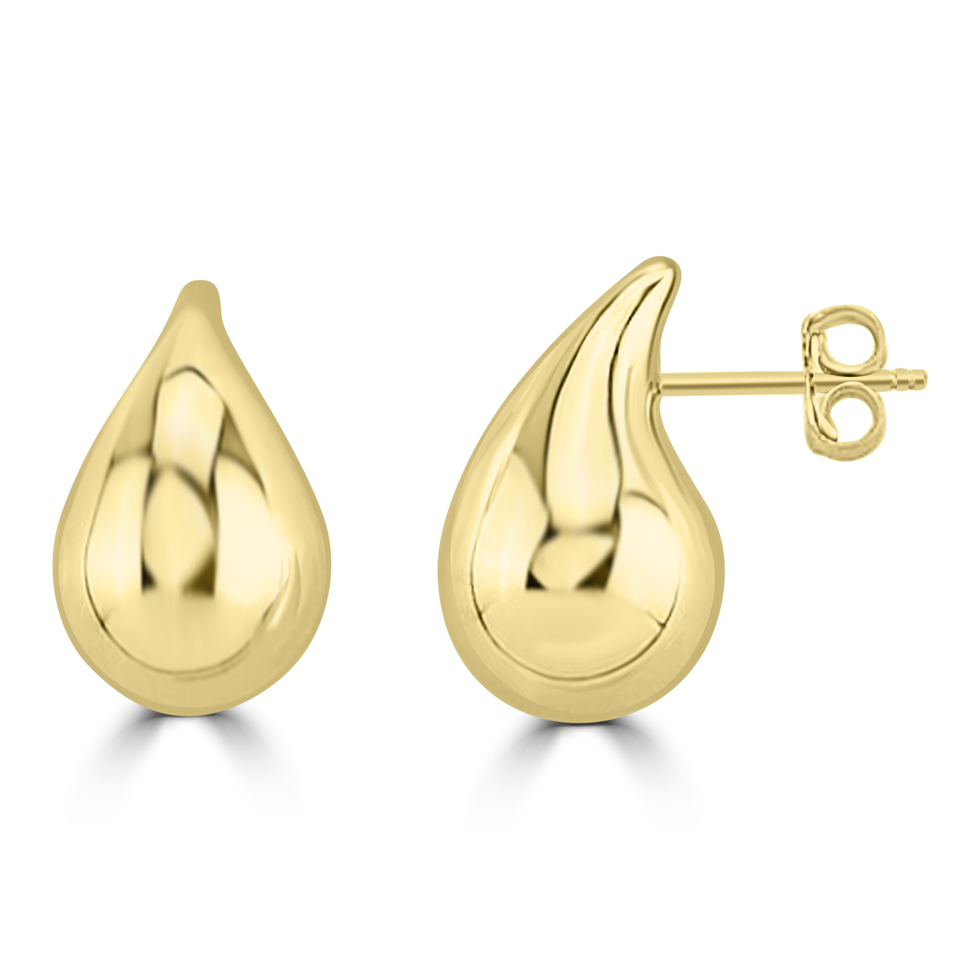 9K Yellow Gold Teardrop Stud Earrings