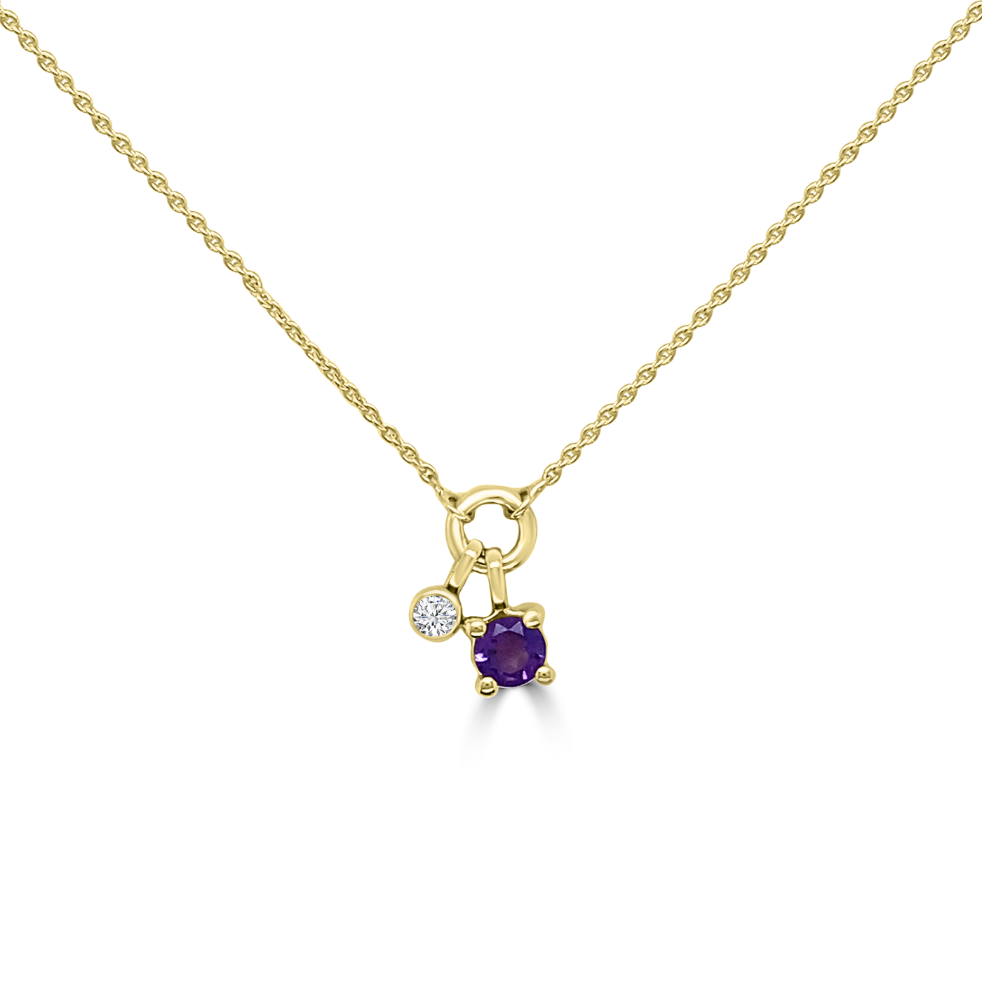 9K Yellow Gold Amethyst & Diamond Necklet