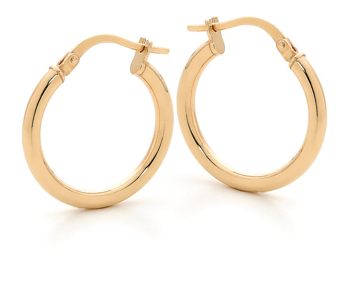 9K Yellow Gold and Silver Bonded Hoop Earrings