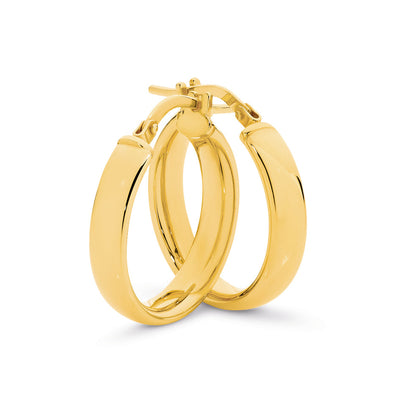 9K Yellow Gold & Silver Bonded Hoop Earrings