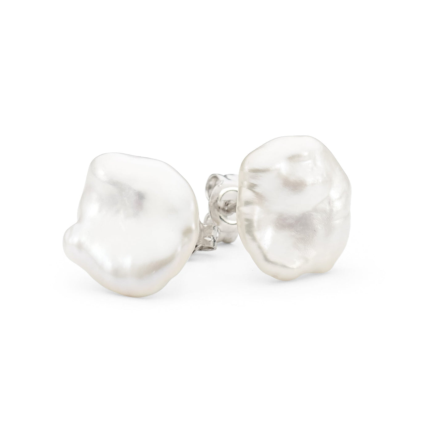 Sterling Silver Keshi Freshwater Pearl Stud Earrings