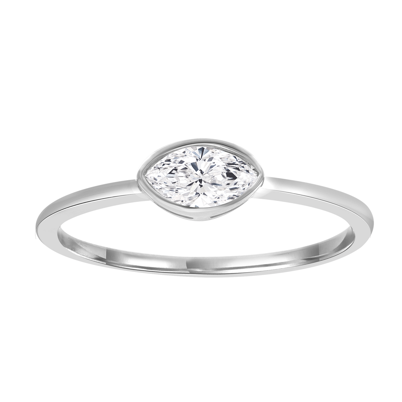 9K White Gold Marquise Lab Grown Diamond Solitaire Ring