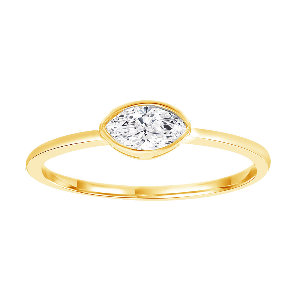 9K Yellow Gold Marquise Lab Grown Diamond Solitaire Ring