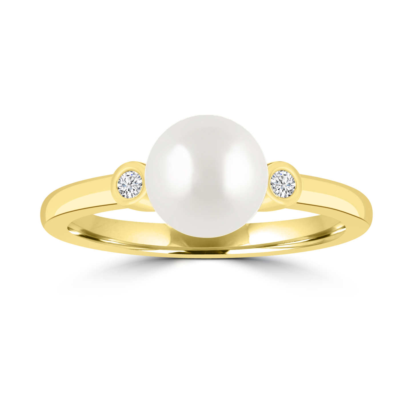 9K Yellow Gold Freshwater Pearl & Lab Grown Diamond Dress Ring