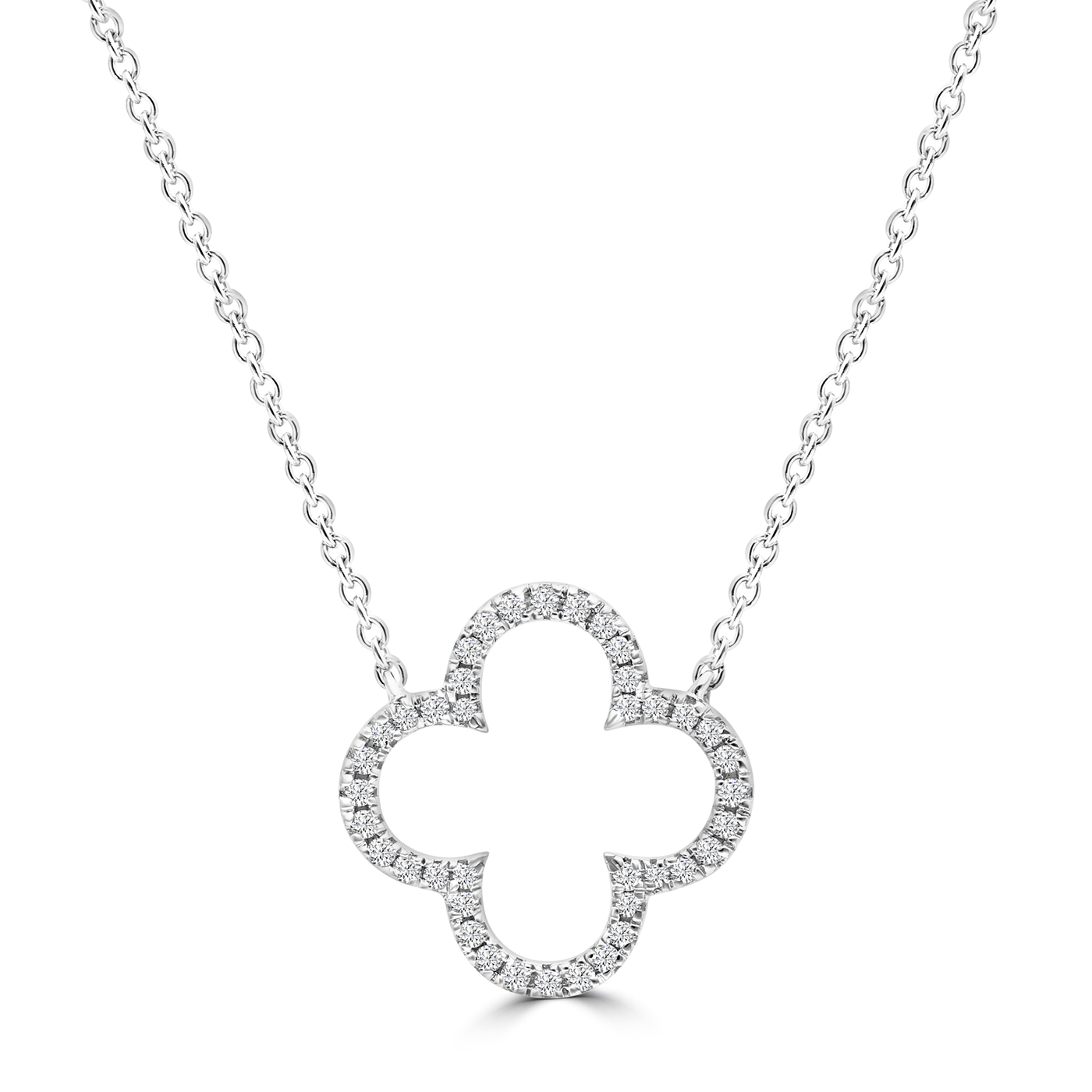 9K White Gold Diamond Motif Necklet